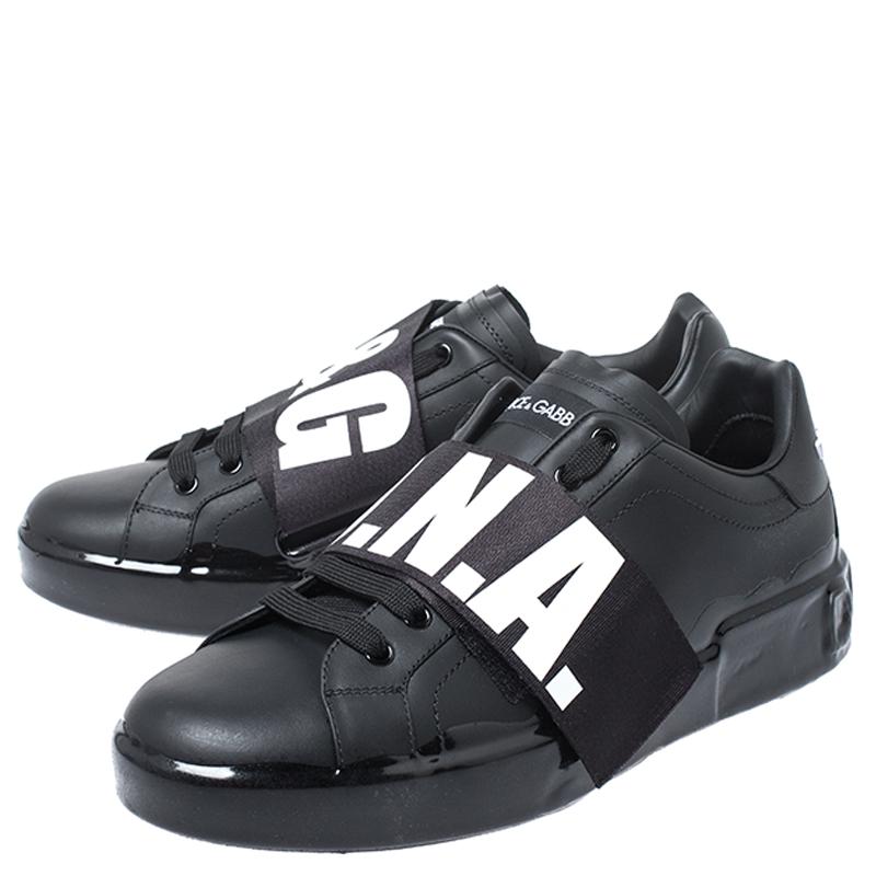 Dolce & Gabbana Black Leather Portofino Low Top Sneakers Size 41 1