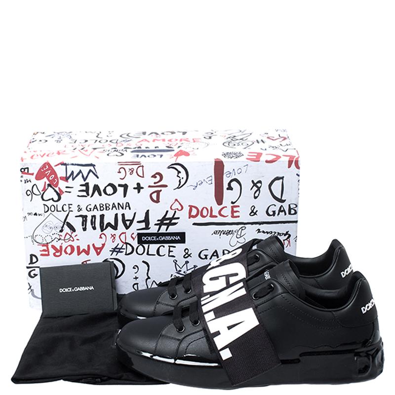 Dolce & Gabbana Black Leather Portofino Low Top Sneakers Size 41 2