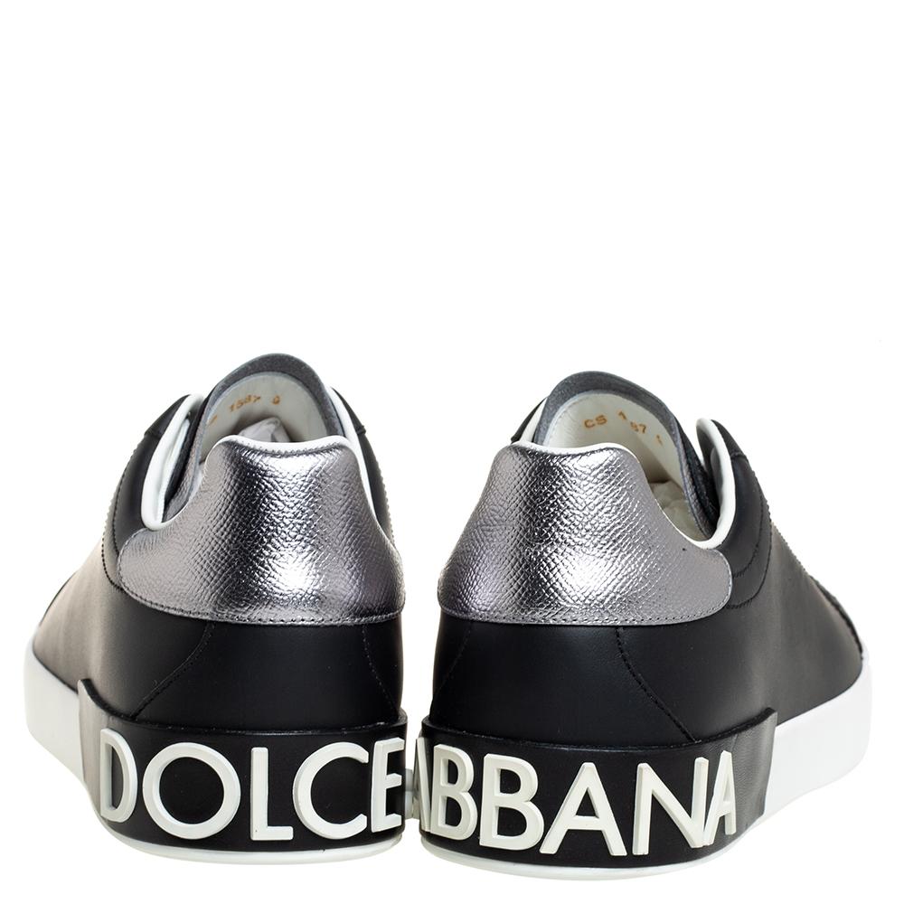 Dolce & Gabbana Black Leather Portofino Low Top Sneakers Size 43 1