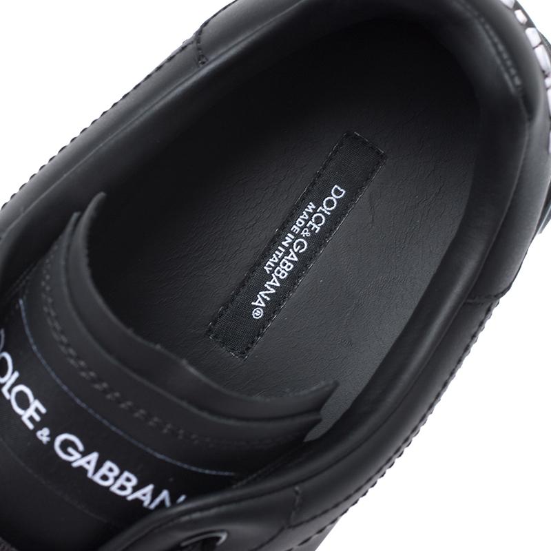 Men's Dolce & Gabbana Black Leather Portofino Low Top Sneakers Size 43