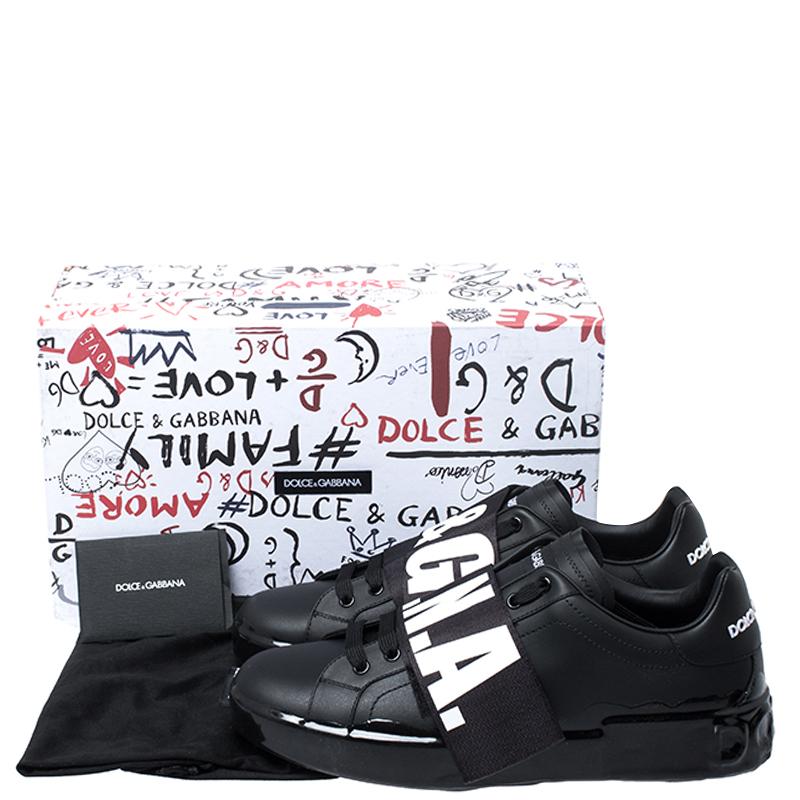 Dolce & Gabbana Black Leather Portofino Low Top Sneakers Size 43 1