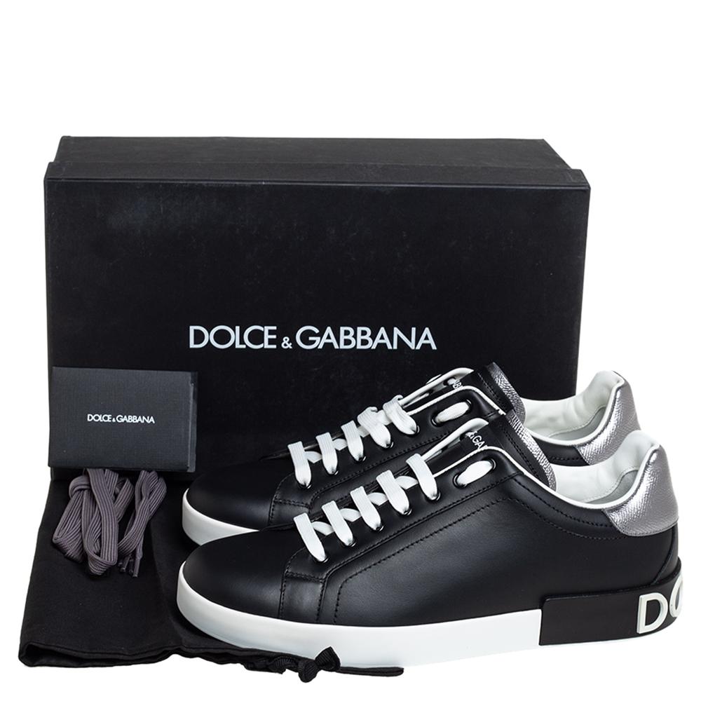 Dolce & Gabbana Black Leather Portofino Low Top Sneakers Size 43 4