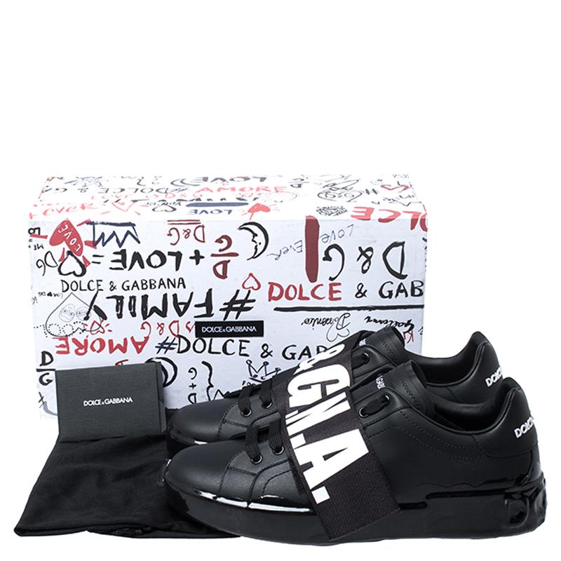 Dolce & Gabbana Black Leather Portofino Low Top Sneakers Size 45 4