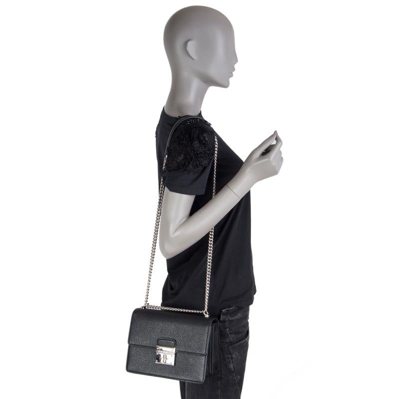 DOLCE & GABBANA black leather ROSALIA Flap Shoulder Bag 4