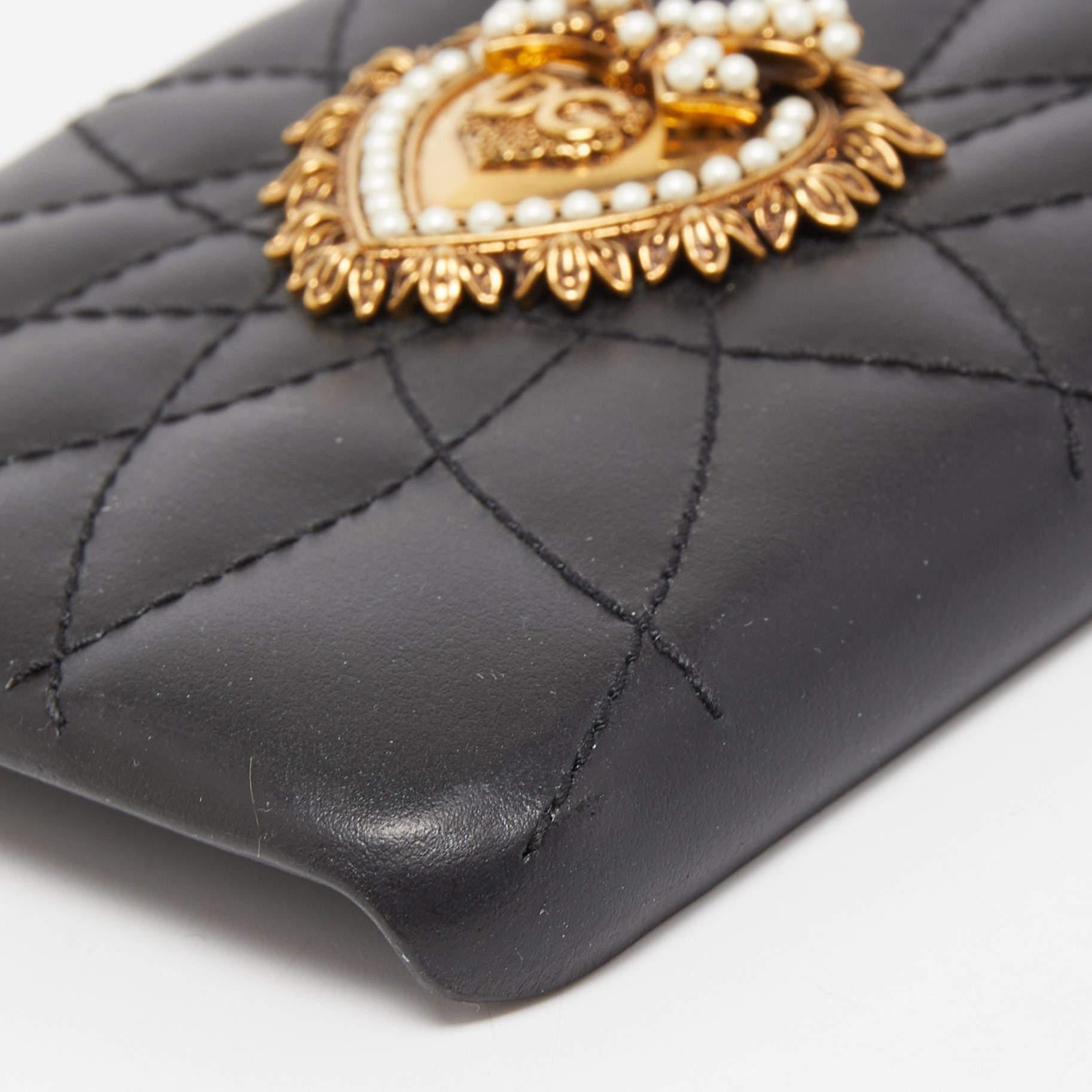 Dolce & Gabbana Black Leather Sacred Heart iPhone XS Case For Sale 2