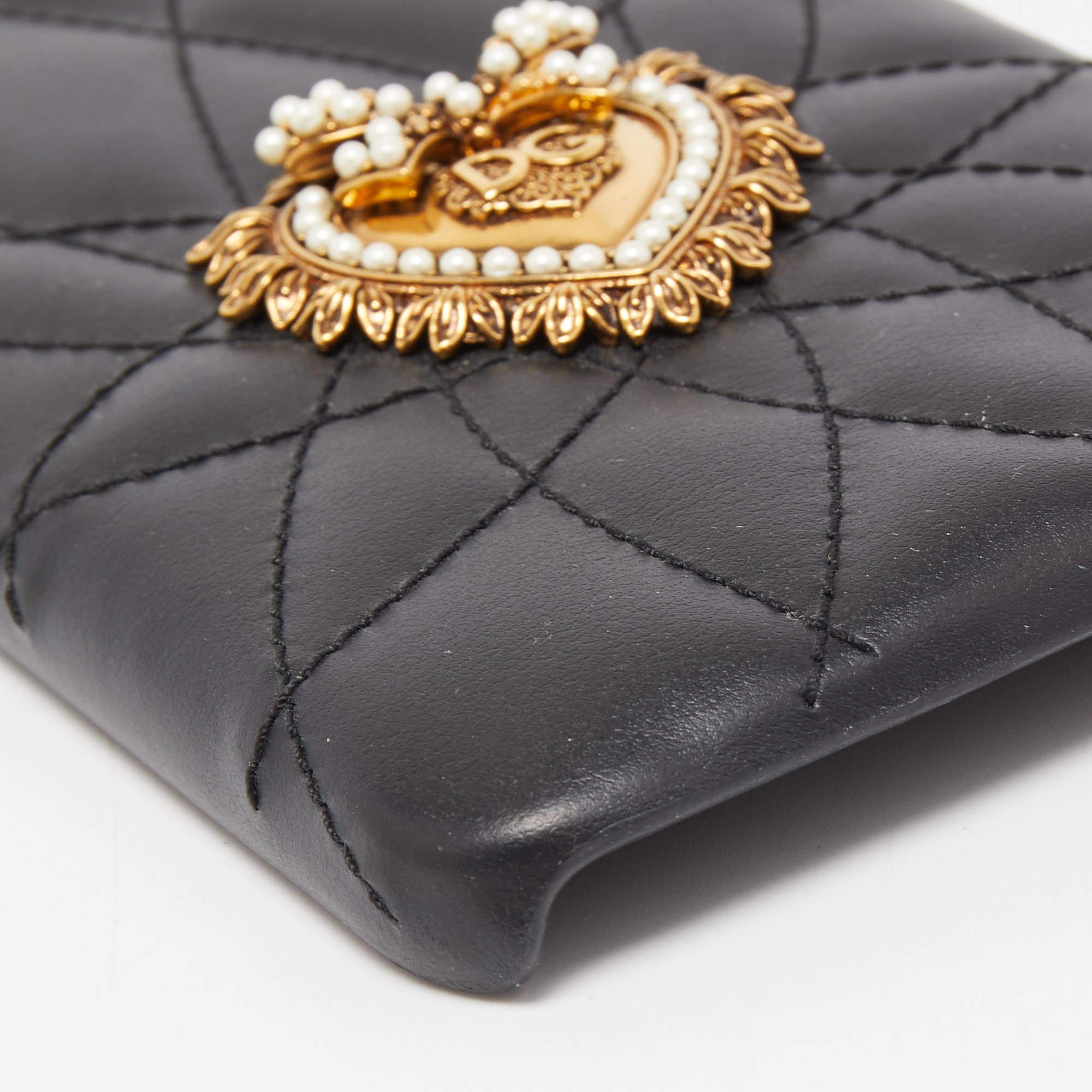 Dolce & Gabbana Black Leather Sacred Heart iPhone XS Case For Sale 3