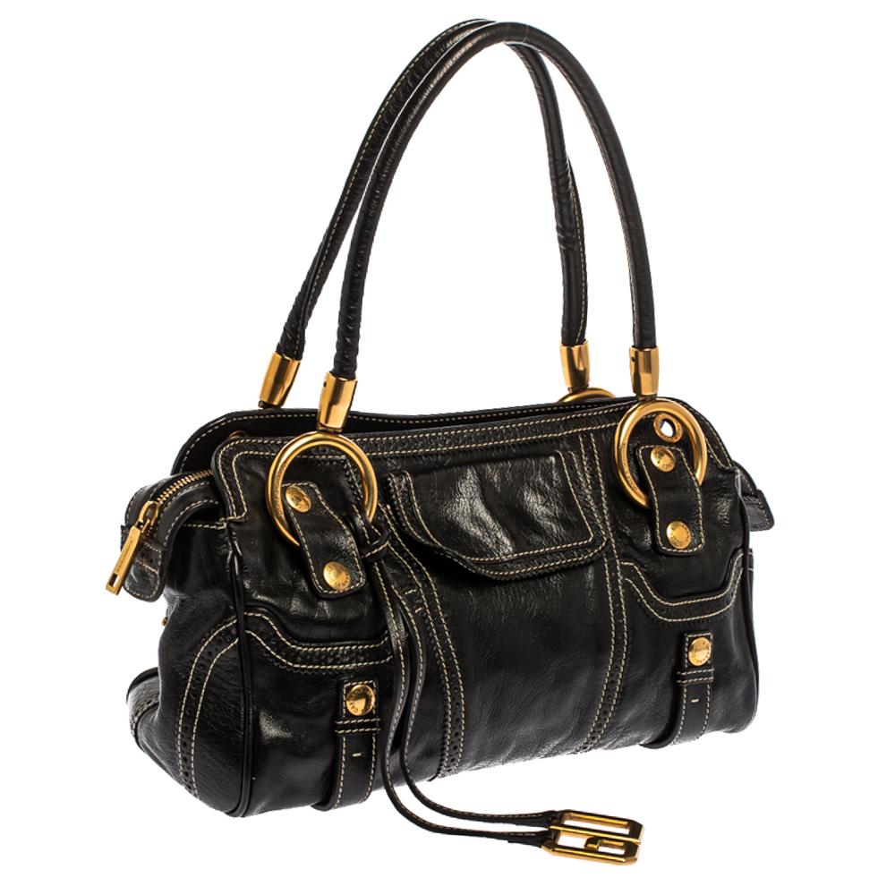 Dolce & Gabbana Black Leather Satchel In Good Condition In Dubai, Al Qouz 2