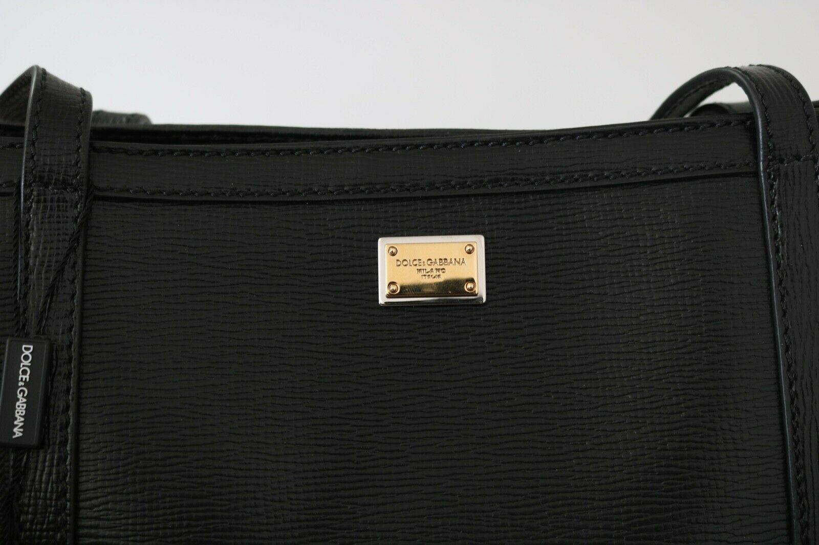 Dolce & Gabbana Black Leather Shopping Tote Bag Handbag Top Handle Bag 3