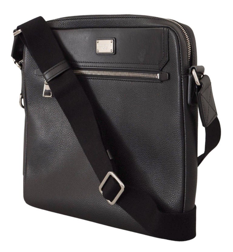 Dolce and Gabbana Black Leather Shoulder Bag Everyday Travel Small Men Logo  Italy For Sale at 1stDibs | sac bandouliere dolce gabbana homme, gear band  leather bag, italy sacoche
