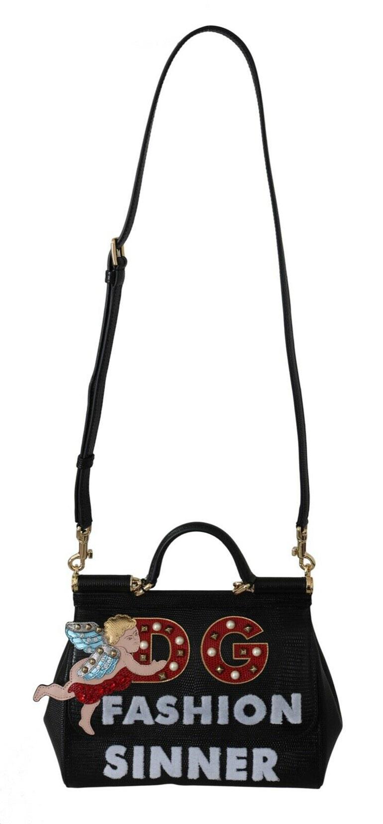 Absolutely stunning, 100% Authentic, brand new with tags Dolce & Gabbana iguana-print leather handbag with front Fashion Sinner patch and embroidery. Removable and adjustable strap, flap with two snap buttons, logo plate on the back.




Model: