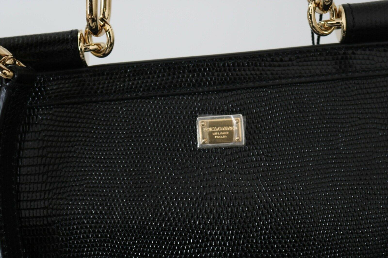 Dolce & Gabbana Black Leather Sicily Angel Fashion Sinner Handbag Shoulder Bag In New Condition In WELWYN, GB