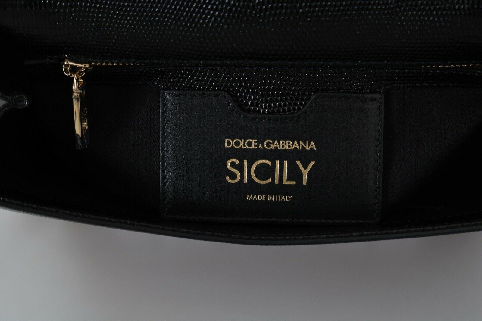 Women's Dolce & Gabbana Black Leather Sicily Angel Fashion Sinner Handbag Shoulder Bag