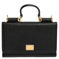 Dolce & Gabbana Portafoglio Sicily Von in pelle nera con catena