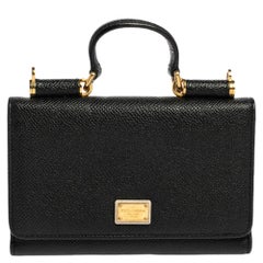 Dolce & Gabbana Black Leather Sicily Von Wallet on Chain