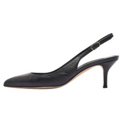 Dolce 
Gabbana Black Leather Slingback Pumps Size 38