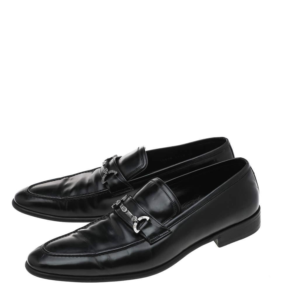 Men's Dolce & Gabbana Black Leather Slip On Loafers Size 44 For Sale