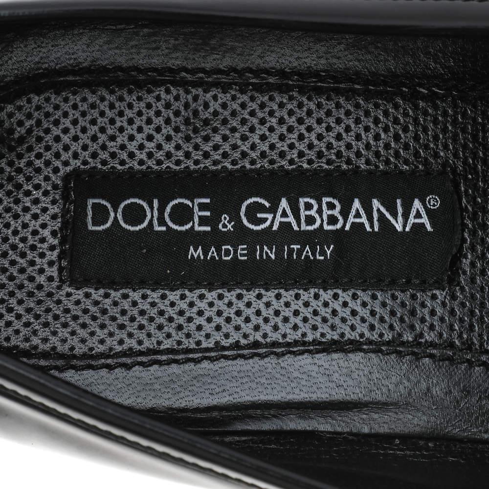 Dolce & Gabbana Black Leather Slip On Loafers Size 44 For Sale 1