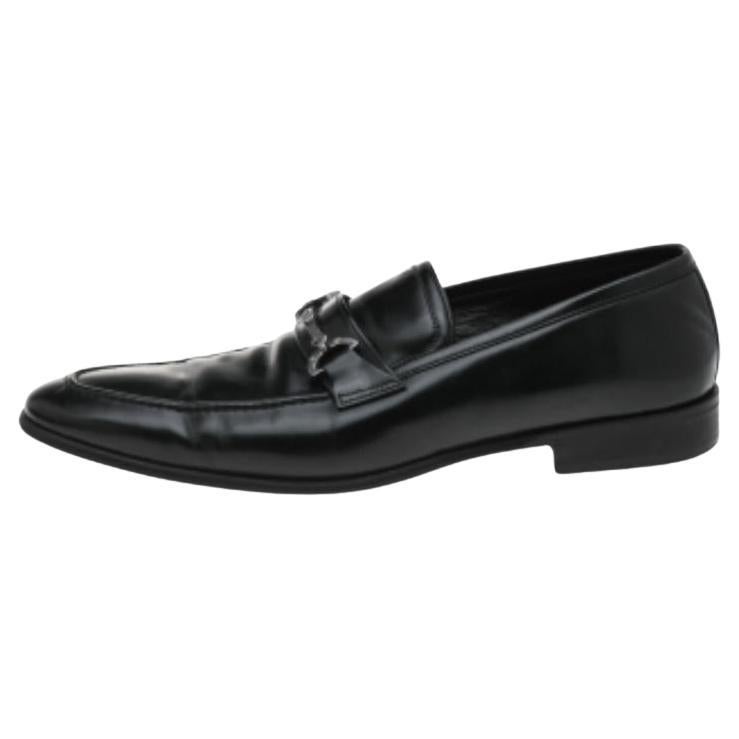 Dolce & Gabbana Schwarzer Leder Slip On Loafers aus Leder Größe 44 im Angebot