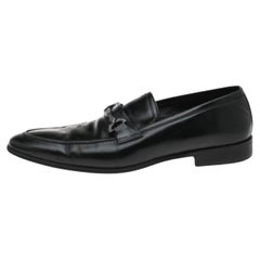 Dolce & Gabbana Schwarzer Leder Slip On Loafers aus Leder Größe 44