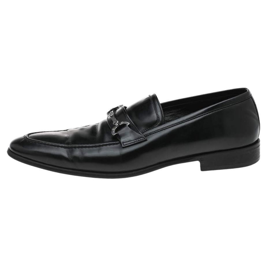 Dolce & Gabbana Black Leather Slip On Loafers Size 44 For Sale