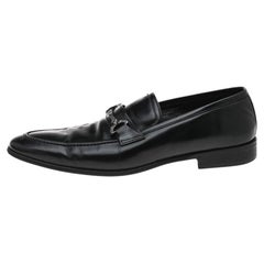 Used Dolce & Gabbana Black Leather Slip On Loafers Size 44