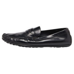 Used Dolce & Gabbana Black Leather Slip On Loafers Size 44.5