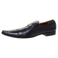 Dolce & Gabbana Black Leather Slip On Pointed Toe Loafers Size 44