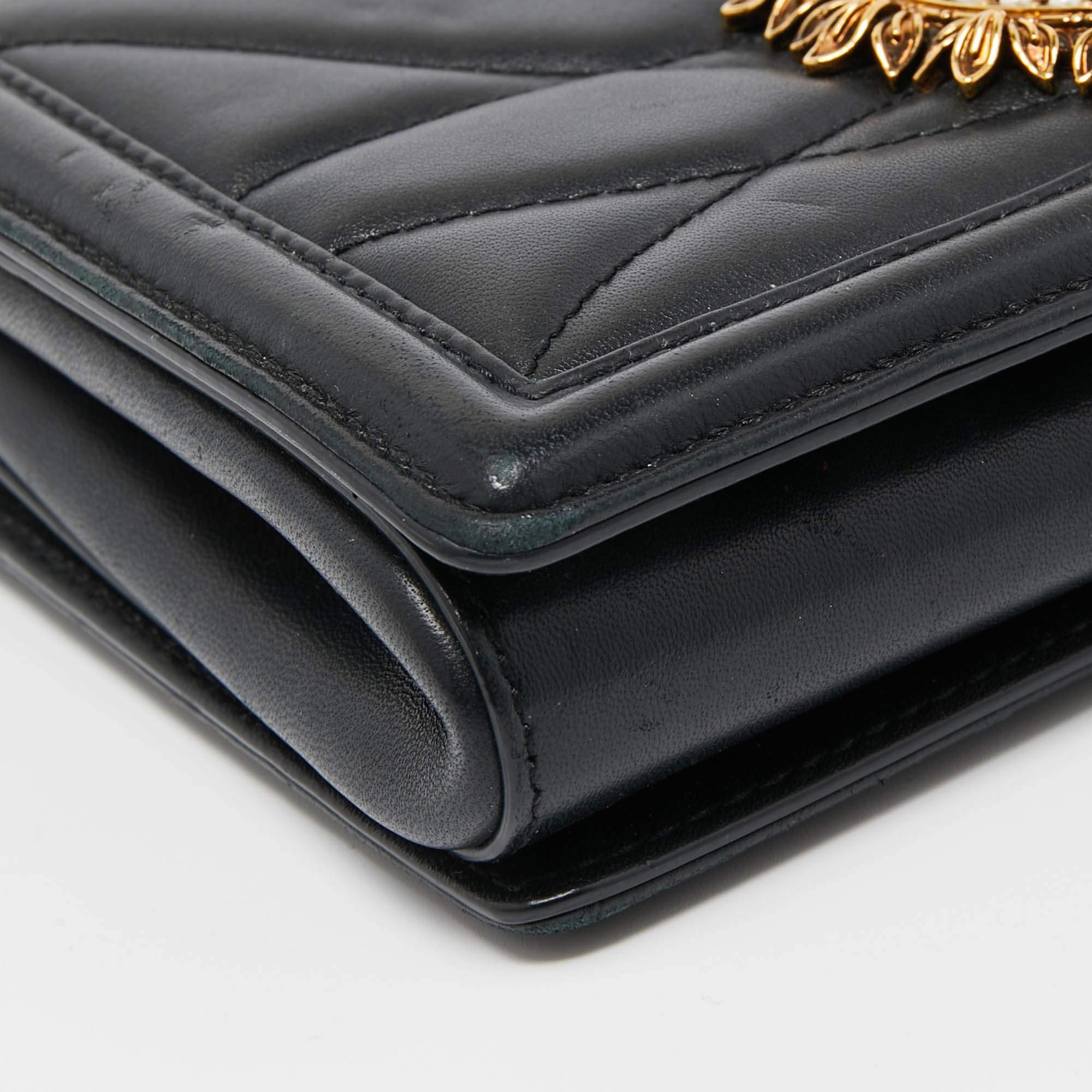 Dolce & Gabbana Black Leather Small Devotion Chain Shoulder Bag 6
