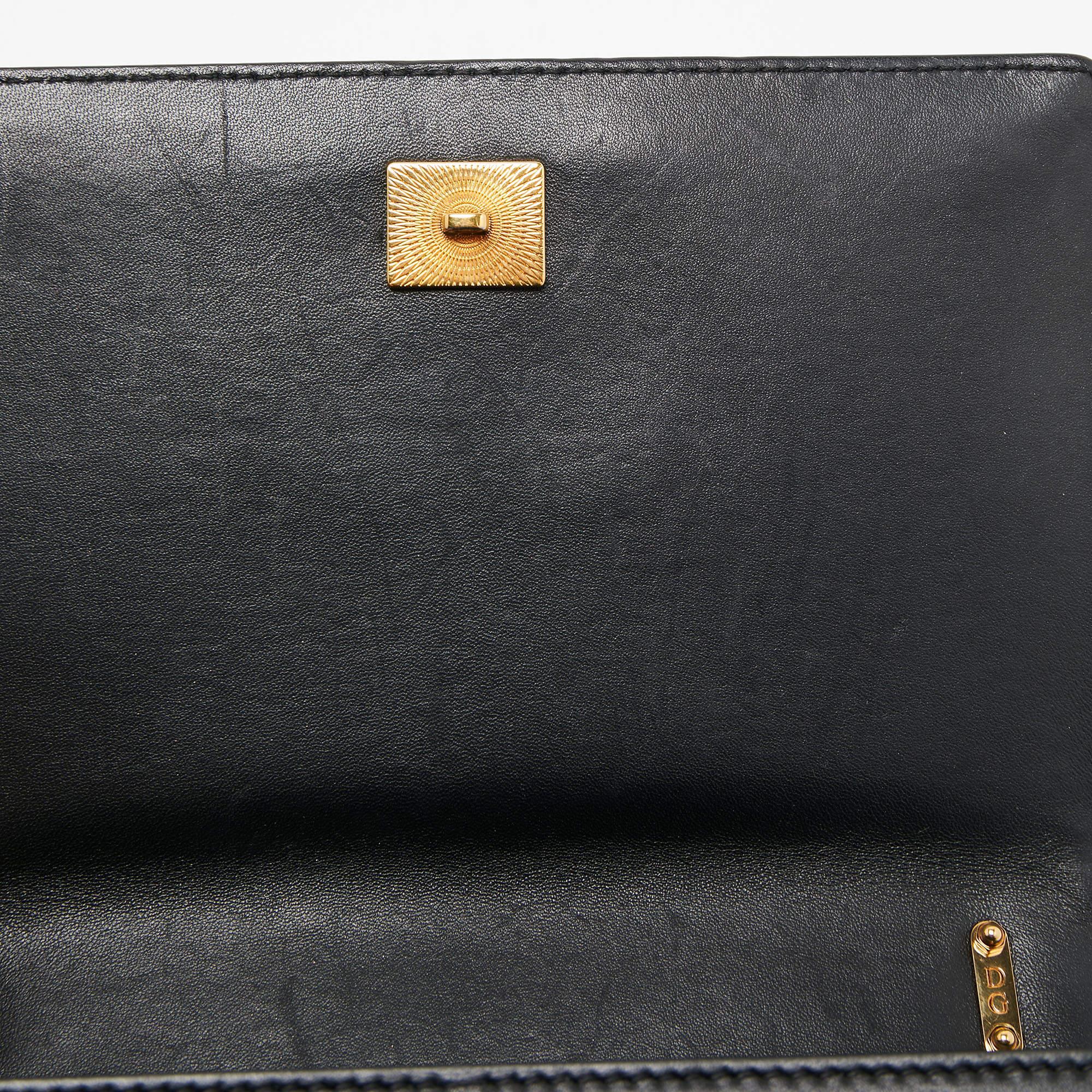 Dolce & Gabbana Black Leather Small Devotion Chain Shoulder Bag 3