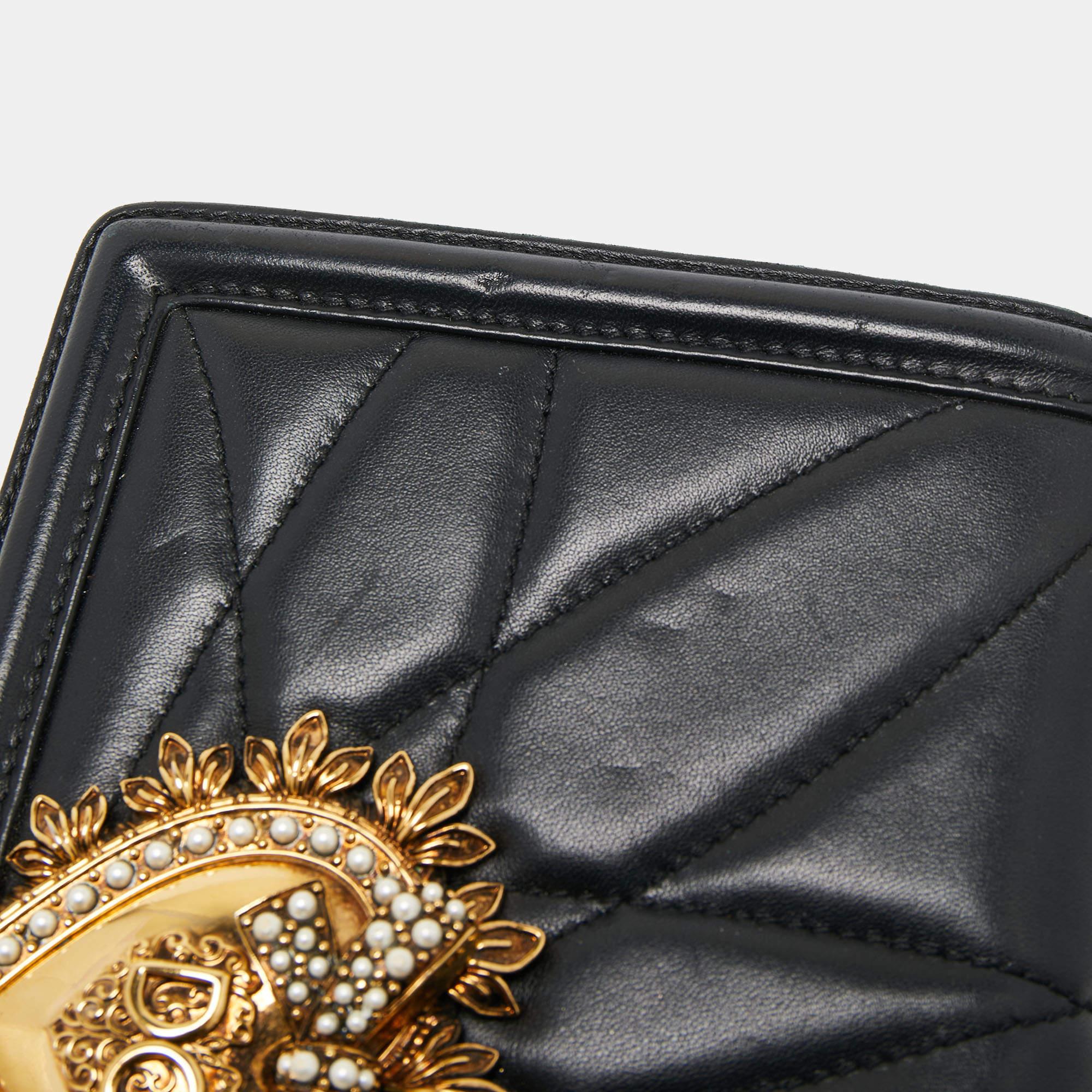 Dolce & Gabbana Black Leather Small Devotion Chain Shoulder Bag 4