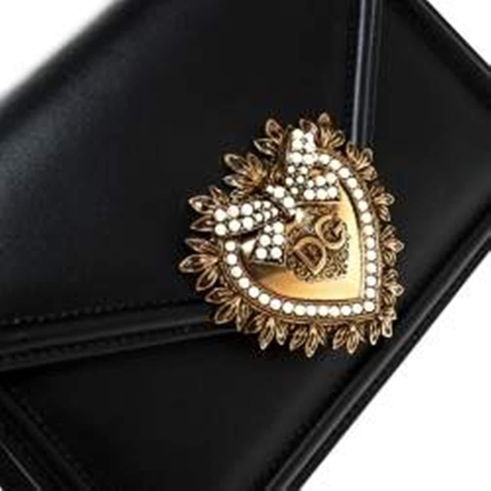 Dolce & Gabbana Black Leather Small Devotion Top Handle Bag 1