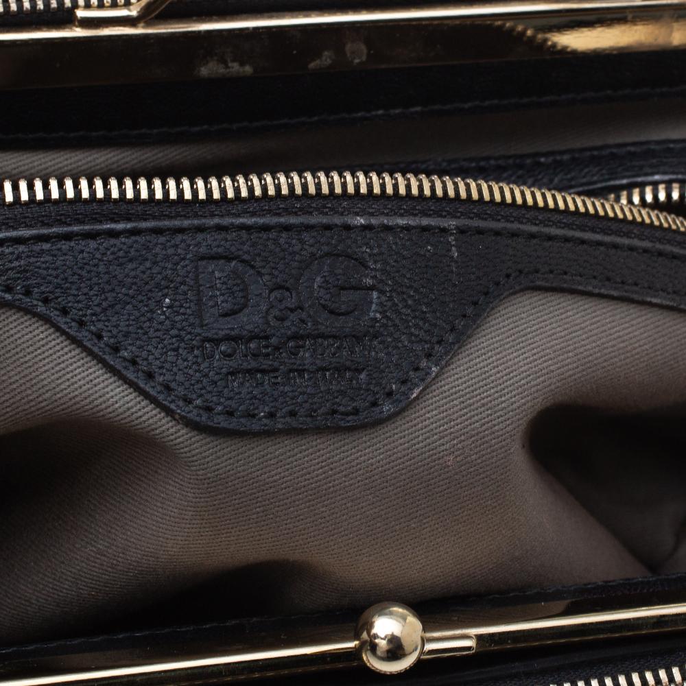 Dolce & Gabbana Black Leather Small Lily Twist Kiss Top Handle Bag 2