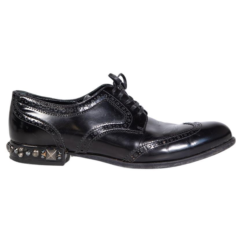 Dolce & Gabbana Schwarze Leder-Brogues mit Nieten Größe IT 40