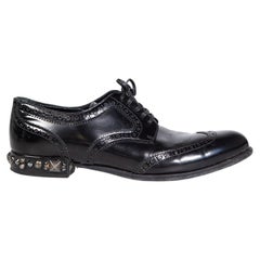 Dolce & Gabbana Black Leather Studded Brogues Size IT 40