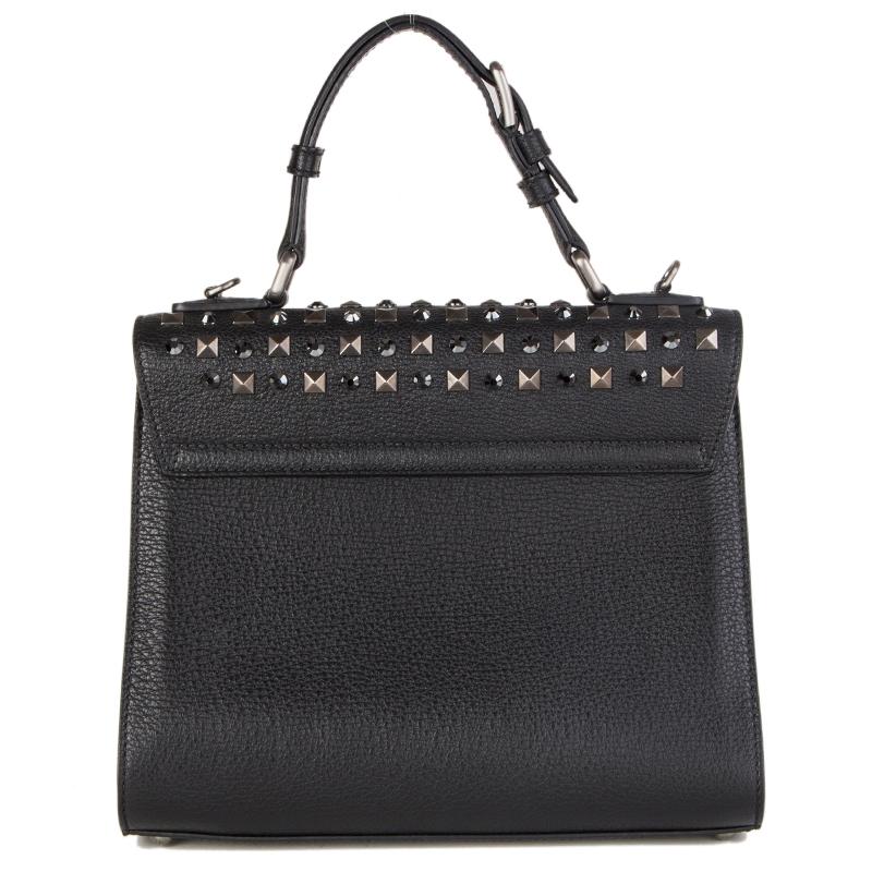 DOLCE & GABBANA schwarzes Leder STUDDED MONICA MEDIUM Tasche (Schwarz)