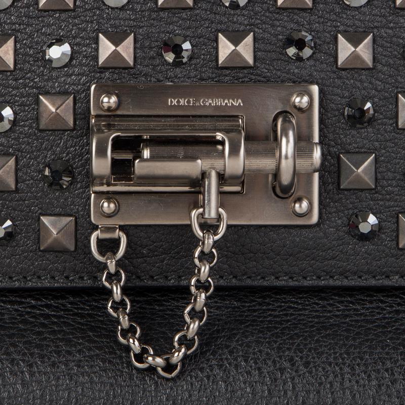 DOLCE & GABBANA schwarzes Leder STUDDED MONICA MEDIUM Tasche Damen