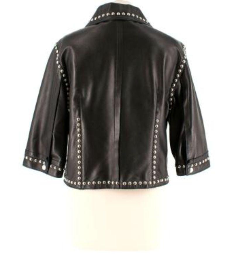 Dolce & Gabbana Black Leather Studded Short Sleeved Jacket In Excellent Condition For Sale In London, GB