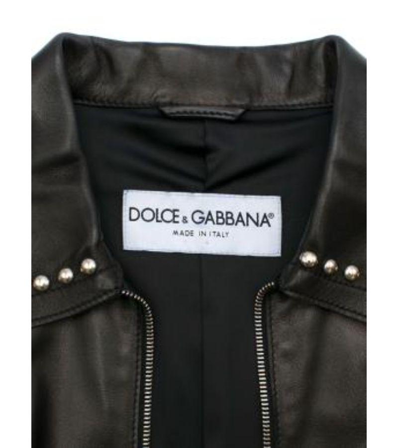 Women's Dolce & Gabbana Black Leather Studded Short Sleeved Jacket For Sale