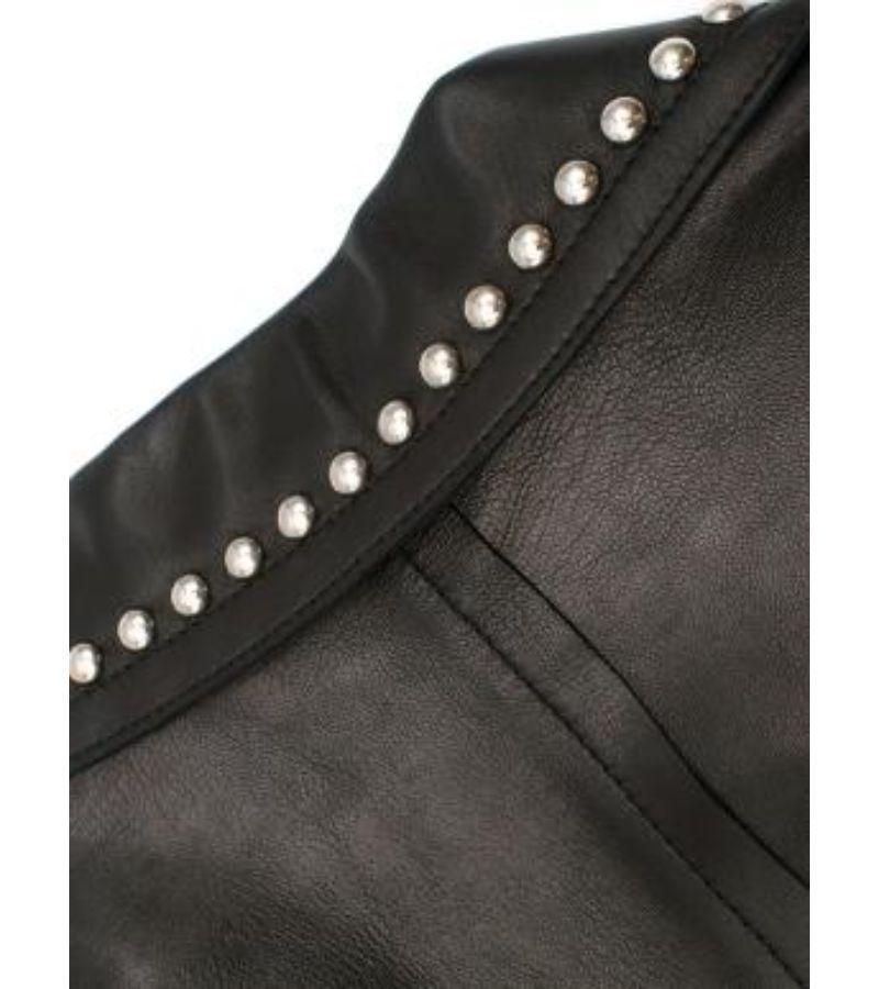 Dolce & Gabbana Black Leather Studded Short Sleeved Jacket For Sale 1