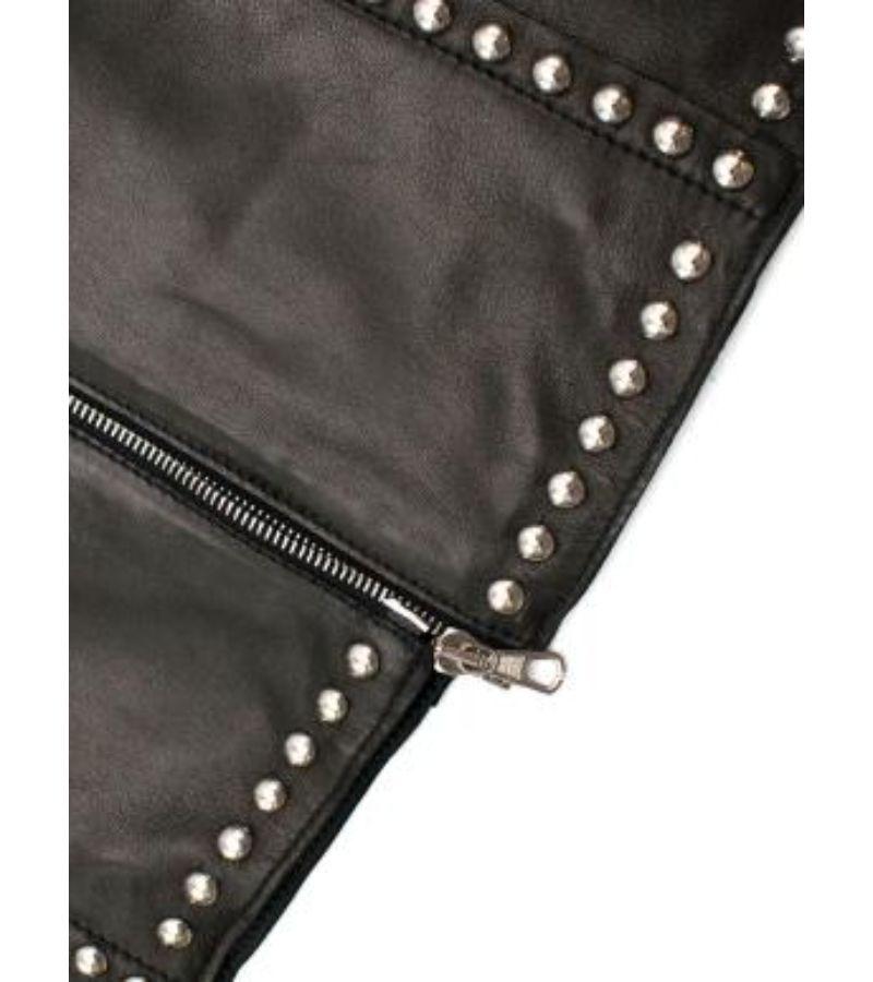 Dolce & Gabbana Black Leather Studded Short Sleeved Jacket For Sale 2