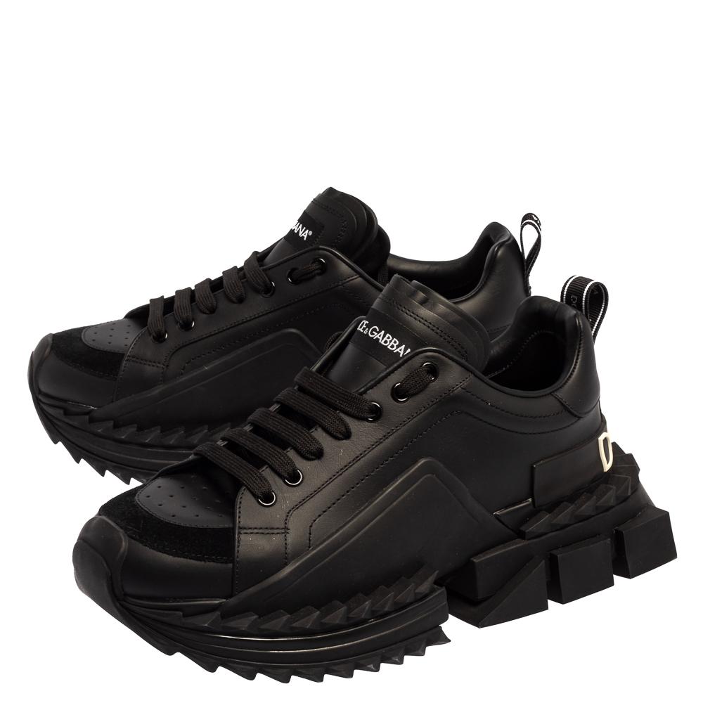 Dolce and Gabbana Black Leather Super King Sneakers Size 42 at 1stDibs