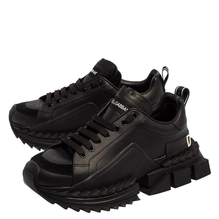 in de buurt klem sextant Dolce and Gabbana Black Leather Super King Sneakers Size 42 For Sale at  1stDibs