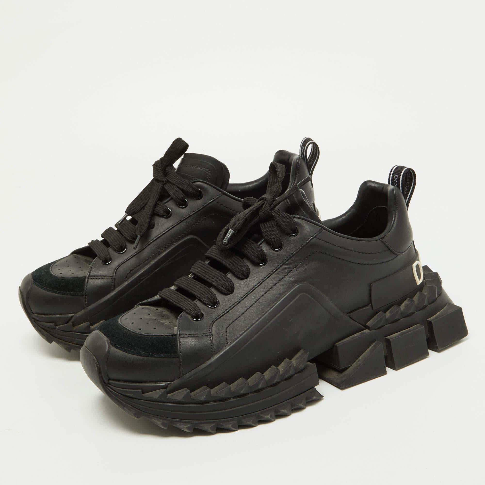 Men's Dolce & Gabbana Black Leather Super King Sneakers Size 42.5