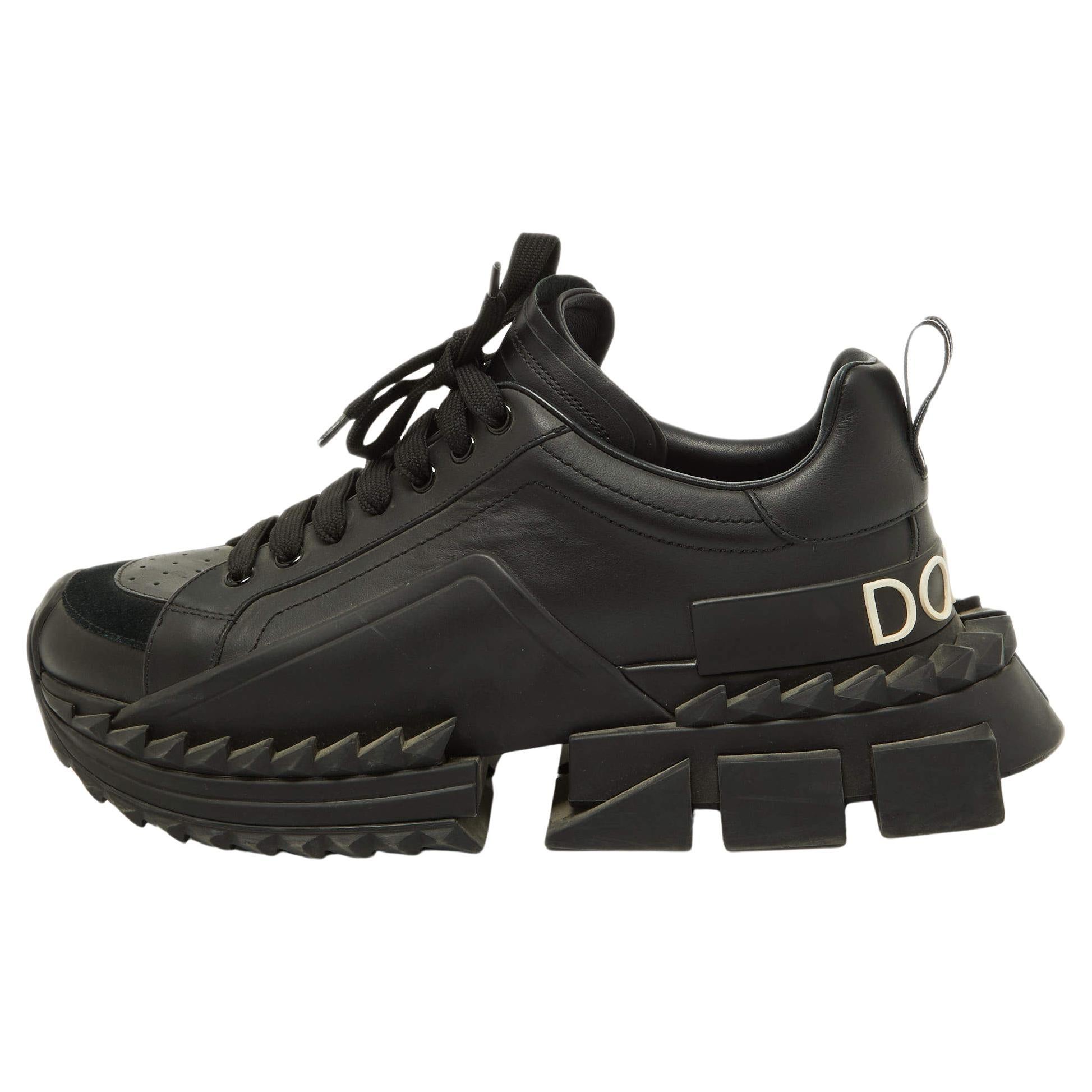 Dolce & Gabbana Black Leather Super King Sneakers Size 42.5