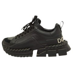 Dolce & Gabbana Super King Turnschuhe aus schwarzem Leder Größe 42,5