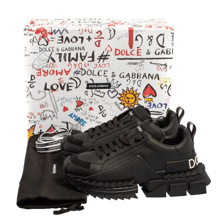 Dolce and Gabbana Black Leather Super Queen Low Top Trainers Size 41 at  1stDibs | dolce gabbana super queen, dolce gabbana sneakers super queen