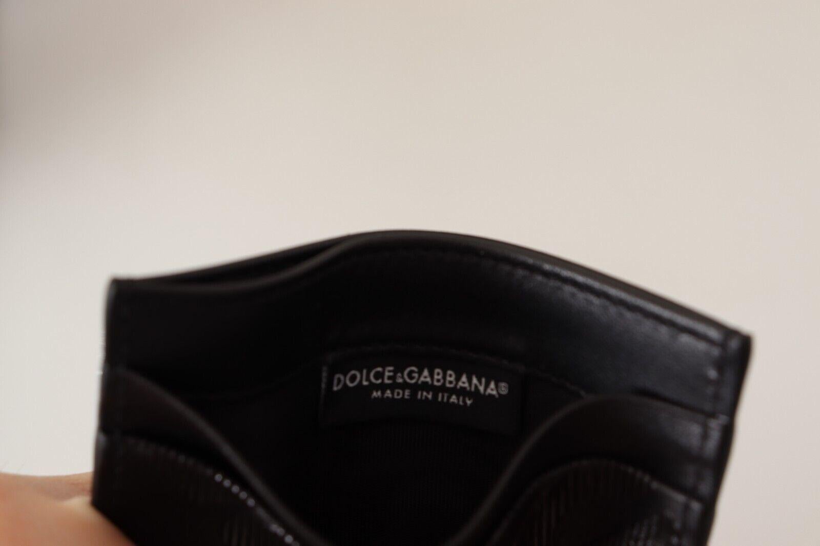 Men's Dolce & Gabbana Black Leather Wallet Cardholder Men Purse with DG Logo For Sale