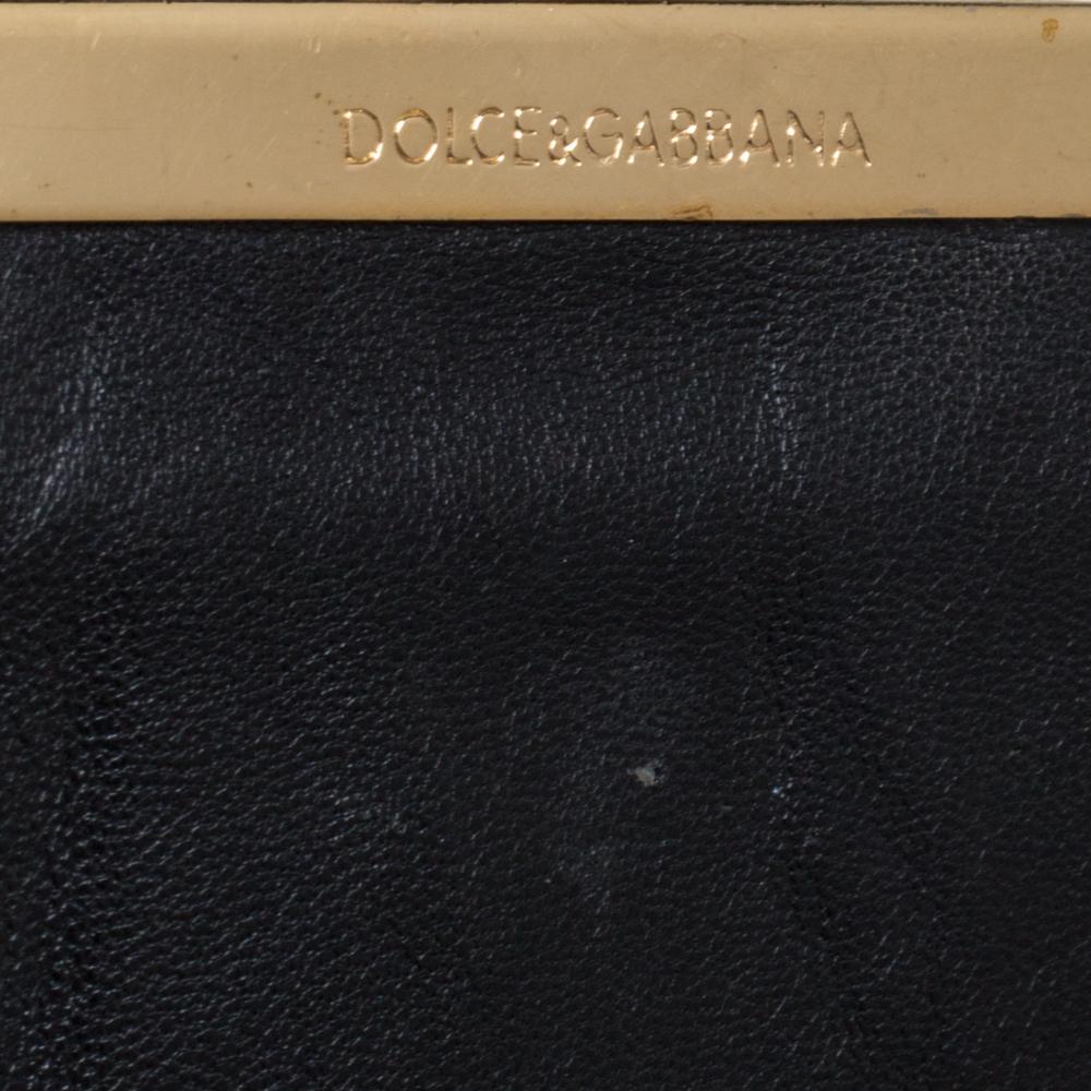 Dolce & Gabbana Black Leather XX Anniversary Ruffle Chain Clutch 6