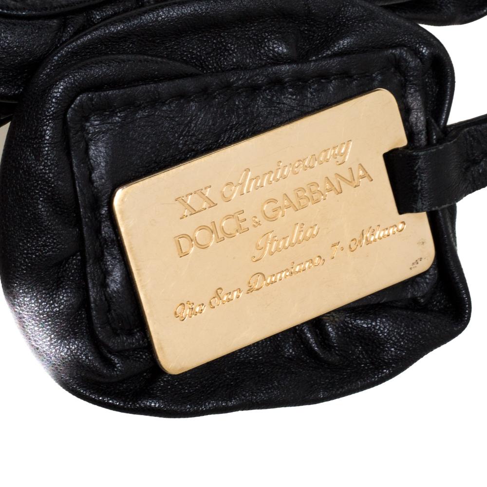 Dolce & Gabbana Black Leather XX Anniversary Ruffle Chain Clutch 3