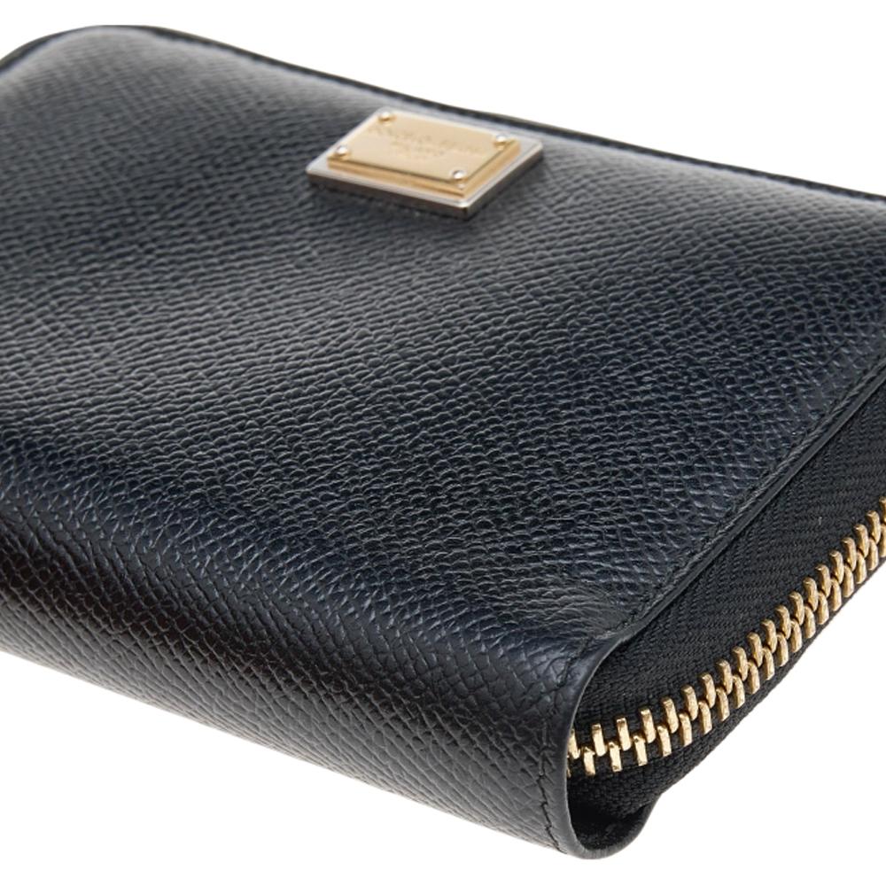 Dolce & Gabbana Black Leather Zip Around Wallet 1